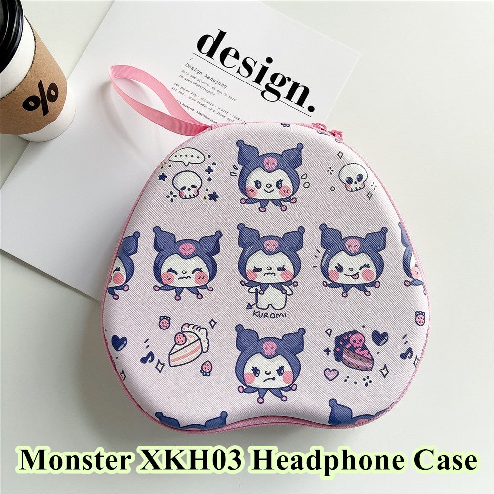 For Monster XKH03 Headphone Case Cartoon Creative Patterns Headset Earpads Storage Bag Casing Box