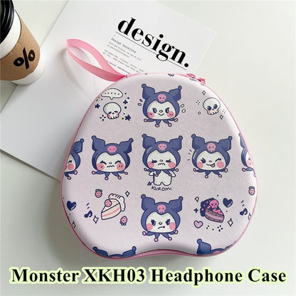 For Monster XKH03 Headphone Case Cartoon Creative Patterns Headset Earpads Storage Bag Casing Box