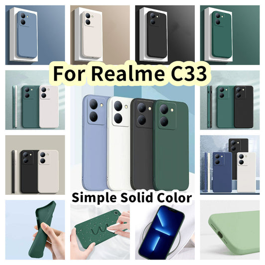 For Realme C33 Cover Drop and wear resistant Silicone Full Case Classic Simple Solid Color Phone Case Cover