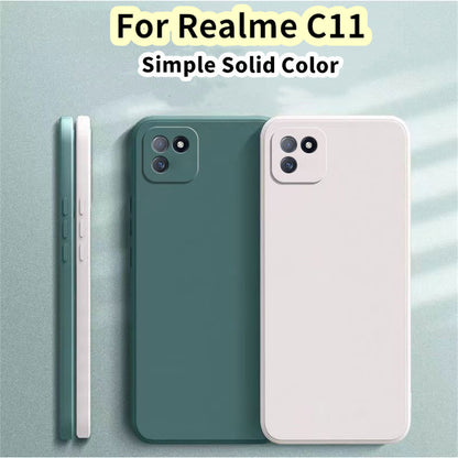 For Realme C11 Cover Drop and wear resistant Silicone Full Case Classic Simple Solid Color Phone Case Cover