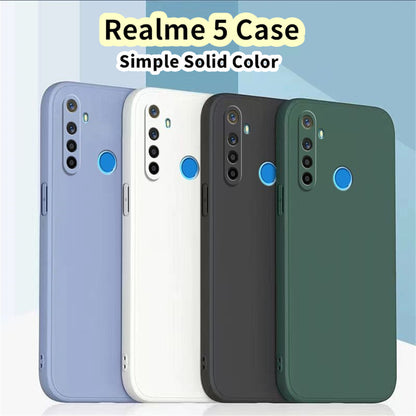 For Realme 5 Cover Drop and wear resistant Silicone Full Case Classic Simple Solid Color Phone Case Cover