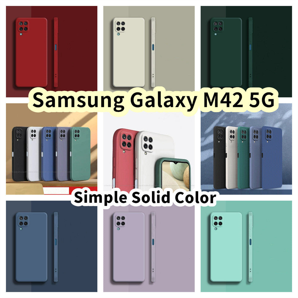For Samsung Galaxy M42 5G Cover Drop and wear resistant Silicone Full Case Classic Simple Solid Color Phone Case Cover
