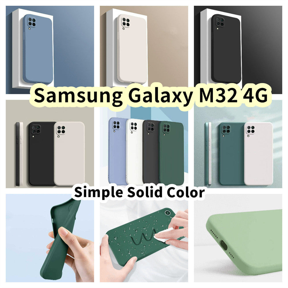 For Samsung Galaxy M32 4G Cover Drop and wear resistant Silicone Full Case Classic Simple Solid Color Phone Case Cover
