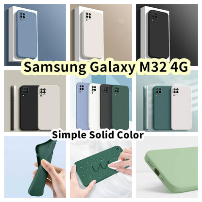 For Samsung Galaxy M32 4G Cover Drop and wear resistant Silicone Full Case Classic Simple Solid Color Phone Case Cover