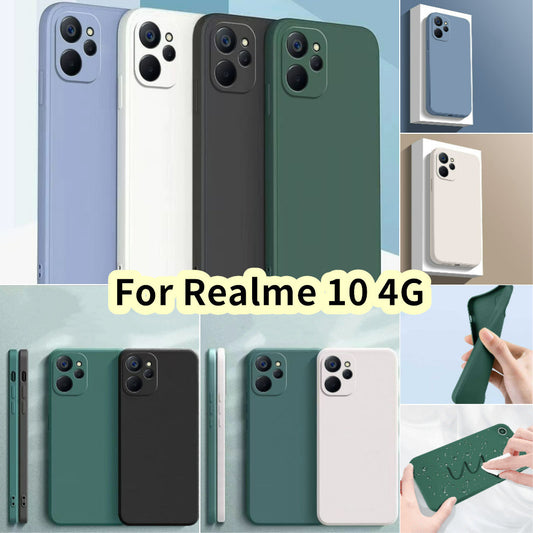 For Realme 10 4G Cover Drop and wear resistant Silicone Full Case Classic Simple Solid Color Phone Case Cover