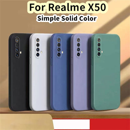 For Realme X50 Cover Drop and wear resistant Silicone Full Case Classic Simple Solid Color Phone Case Cover