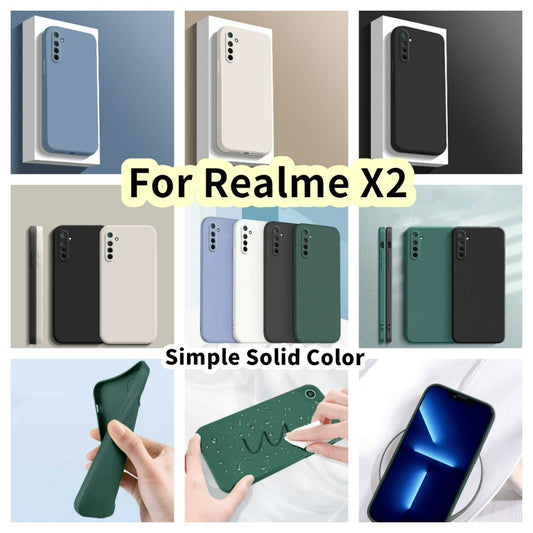 For Realme X2 Cover Drop and wear resistant Silicone Full Case Classic Simple Solid Color Phone Case Cover