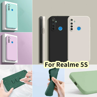 For Realme 5S Cover Drop and wear resistant Silicone Full Case Classic Simple Solid Color Phone Case Cover