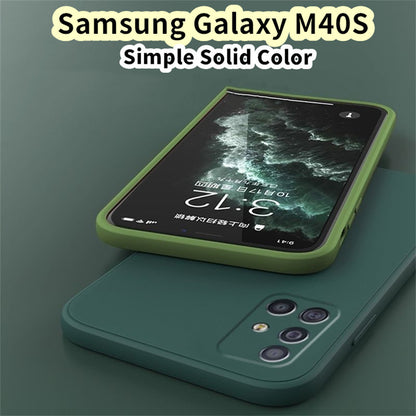 For Samsung Galaxy M40S Cover Drop and wear resistant Silicone Full Case Classic Simple Solid Color Phone Case Cover