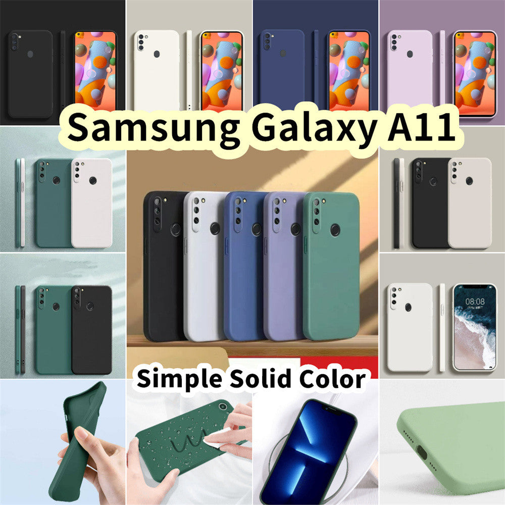 For Samsung Galaxy A11 Cover Drop and wear resistant Silicone Full Case Classic Simple Solid Color Phone Case Cover