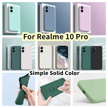 For Realme 10 Pro Cover Drop and wear resistant Silicone Full Case Classic Simple Solid Color Phone Case Cover