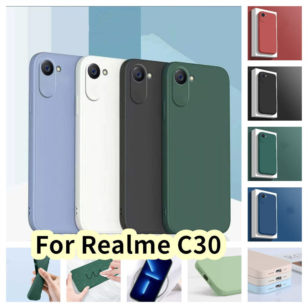 For Realme C30 Cover Drop and wear resistant Silicone Full Case Classic Simple Solid Color Phone Case Cover