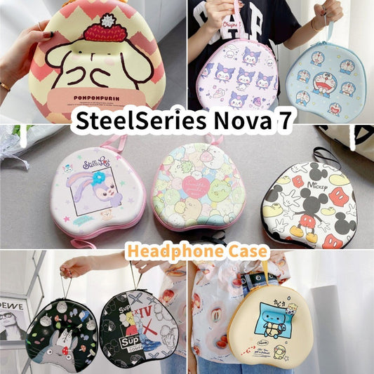 For SteelSeries Nova 7 Headphone Case Cartoon Creative Patterns Headset Earpads Storage Bag Casing Box