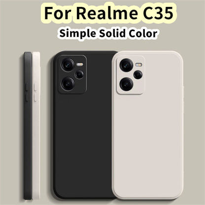 For Realme C35 Cover Drop and wear resistant Silicone Full Case Classic Simple Solid Color Phone Case Cover