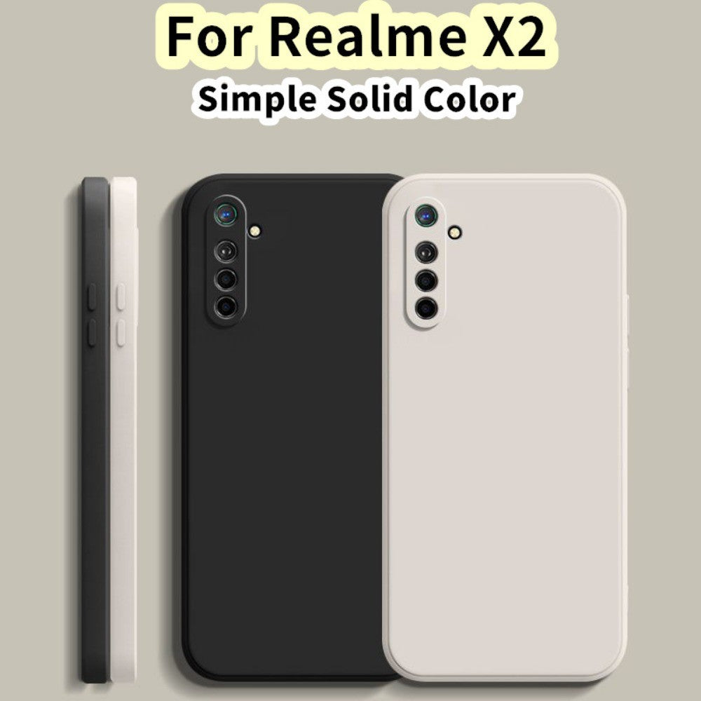 For Realme X2 Cover Drop and wear resistant Silicone Full Case Classic Simple Solid Color Phone Case Cover