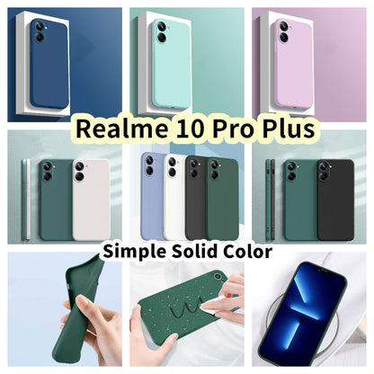 For Realme 10 Pro Plus Cover Drop and wear resistant Silicone Full Case Classic Simple Solid Color Phone Case Cover