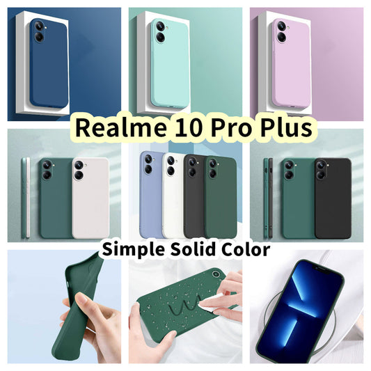 For Realme 10 Pro Plus Cover Drop and wear resistant Silicone Full Case Classic Simple Solid Color Phone Case Cover