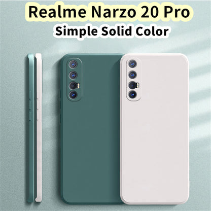 For Realme Narzo 20 Pro Cover Drop and wear resistant Silicone Full Case Classic Simple Solid Color Phone Case Cover
