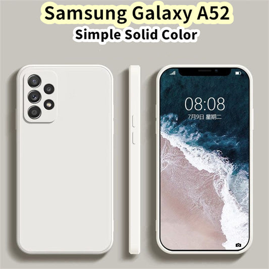 For Samsung Galaxy A52 Cover Drop and wear resistant Silicone Full Case Classic Simple Solid Color Phone Case Cover