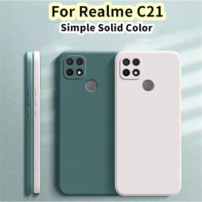 For Realme C21 Cover Drop and wear resistant Silicone Full Case Classic Simple Solid Color Phone Case Cover