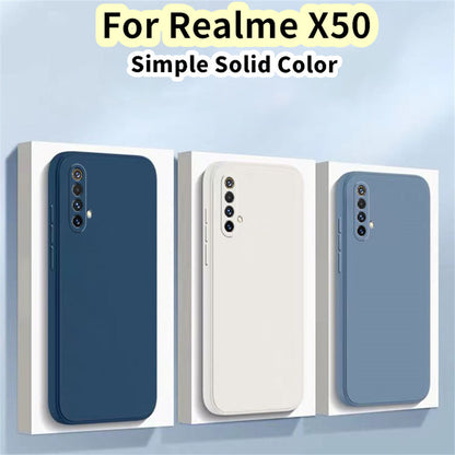 For Realme X50 Cover Drop and wear resistant Silicone Full Case Classic Simple Solid Color Phone Case Cover