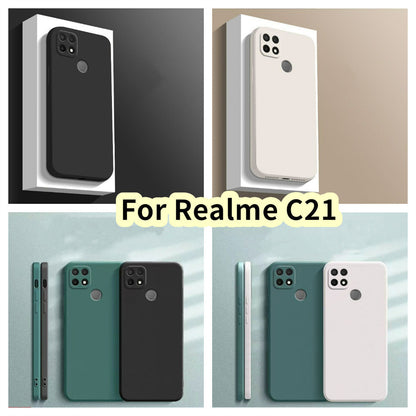 For Realme C21 Cover Drop and wear resistant Silicone Full Case Classic Simple Solid Color Phone Case Cover