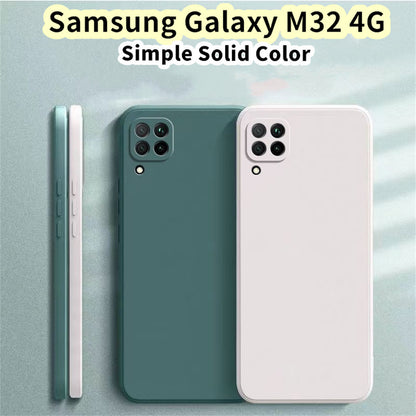 For Samsung Galaxy M32 4G Cover Drop and wear resistant Silicone Full Case Classic Simple Solid Color Phone Case Cover
