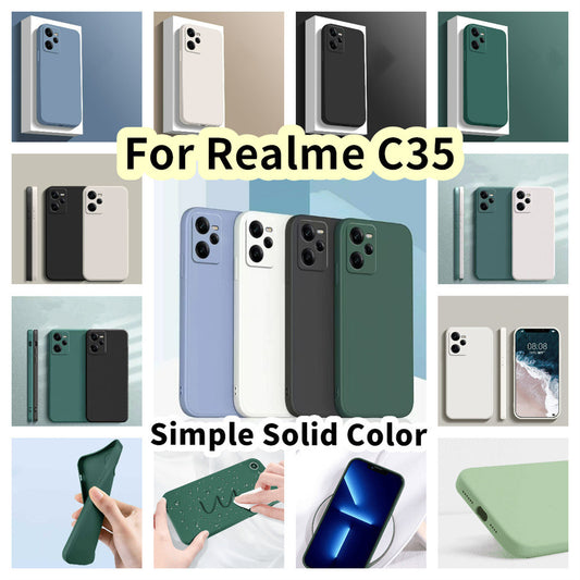 For Realme C35 Cover Drop and wear resistant Silicone Full Case Classic Simple Solid Color Phone Case Cover