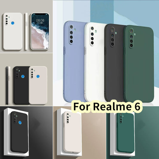 For Realme 6 Cover Drop and wear resistant Silicone Full Case Classic Simple Solid Color Phone Case Cover