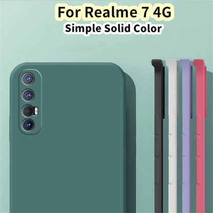For Realme 7 4G Cover Drop and wear resistant Silicone Full Case Classic Simple Solid Color Phone Case Cover