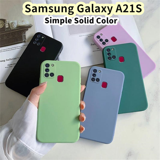 For Samsung Galaxy A21S Cover Drop and wear resistant Silicone Full Case Classic Simple Solid Color Phone Case Cover