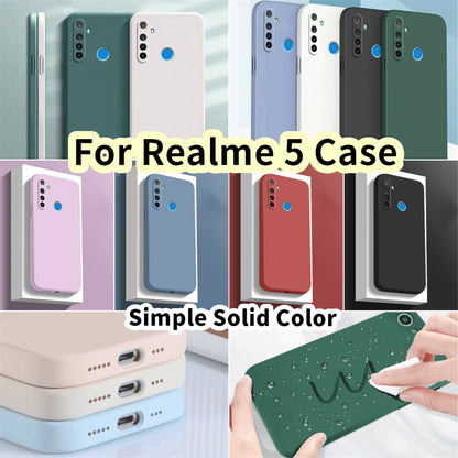 For Realme 5 Cover Drop and wear resistant Silicone Full Case Classic Simple Solid Color Phone Case Cover