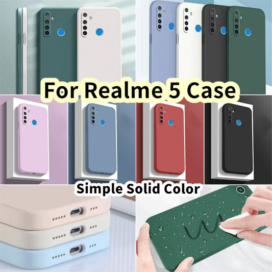 For Realme 5 Cover Drop and wear resistant Silicone Full Case Classic Simple Solid Color Phone Case Cover
