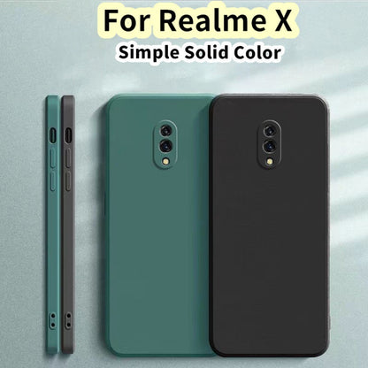 For Realme X Cover Drop and wear resistant Silicone Full Case Classic Simple Solid Color Phone Case Cover