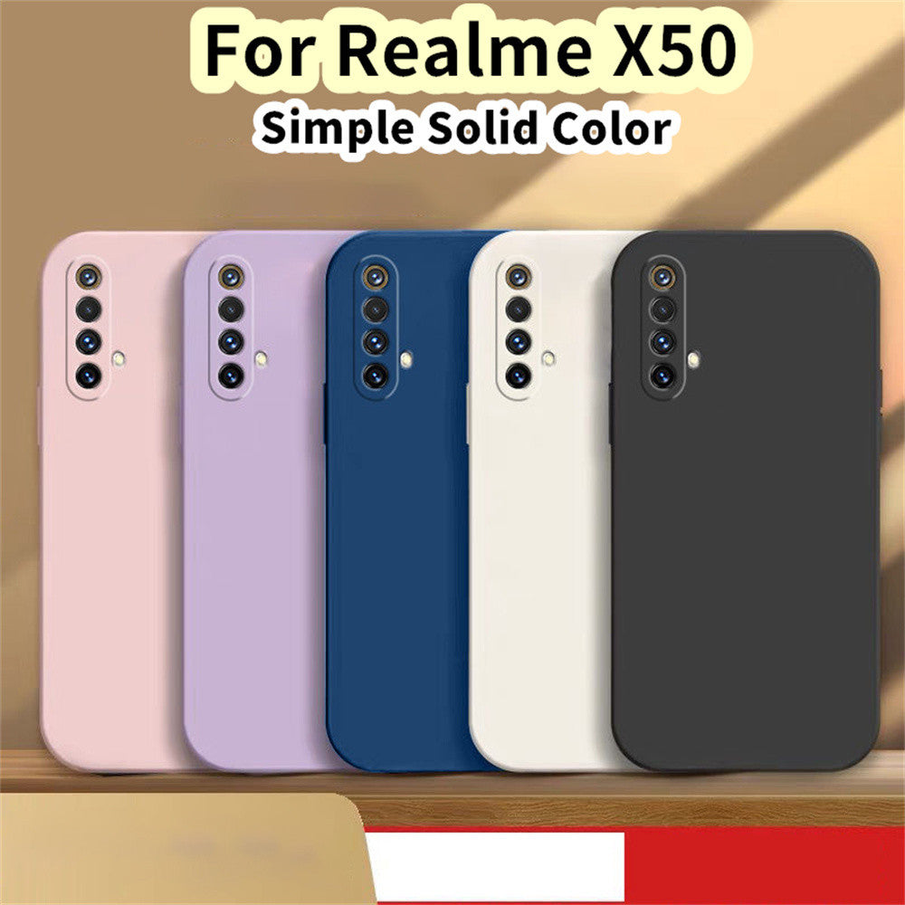 For Realme X50 Cover Drop and wear resistant Silicone Full Case Classic Simple Solid Color Phone Case Cover
