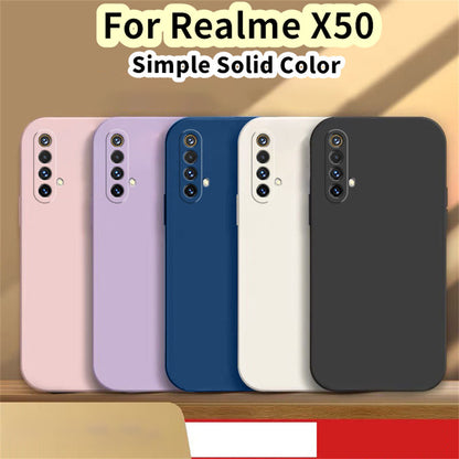 For Realme X50 Cover Drop and wear resistant Silicone Full Case Classic Simple Solid Color Phone Case Cover