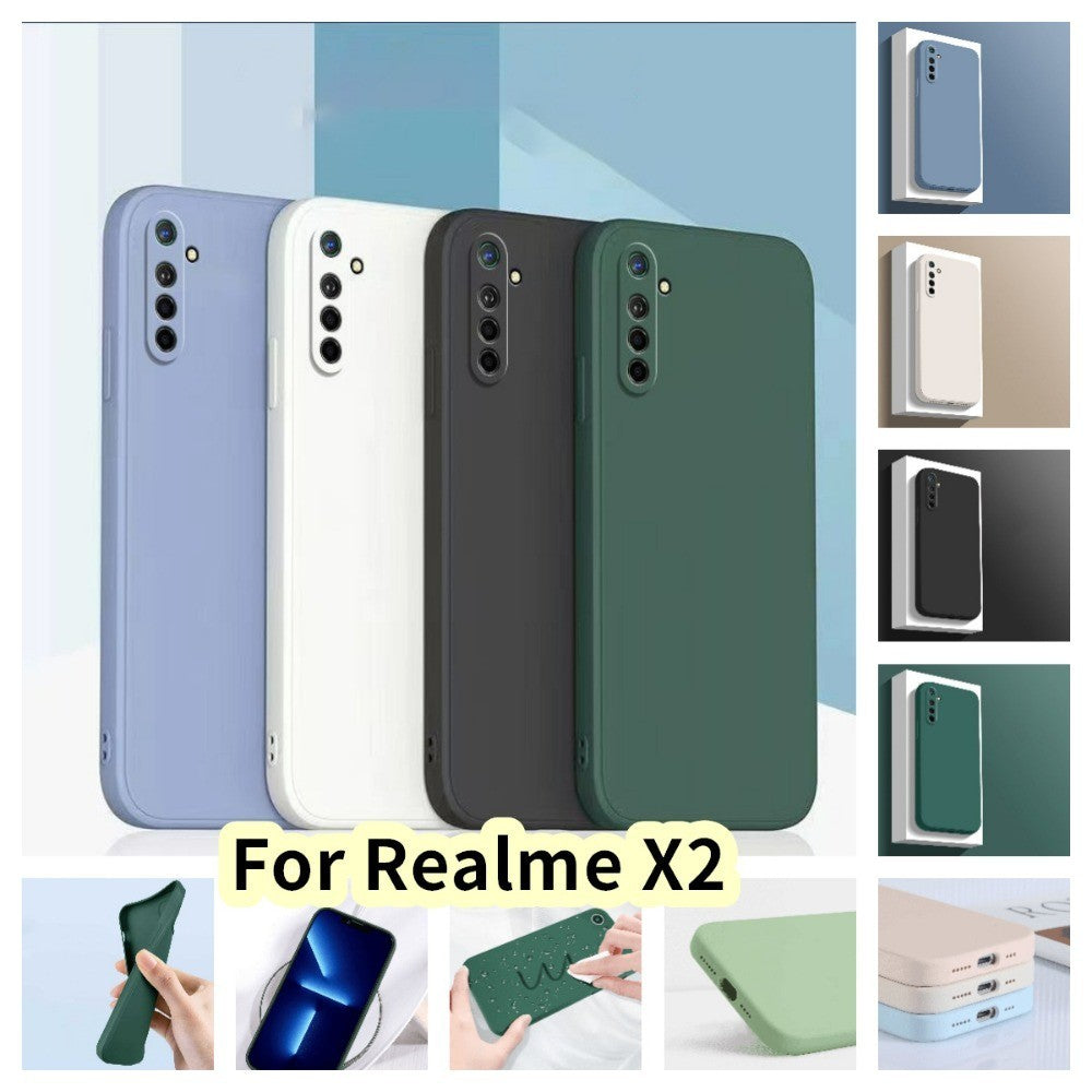 For Realme X2 Cover Drop and wear resistant Silicone Full Case Classic Simple Solid Color Phone Case Cover