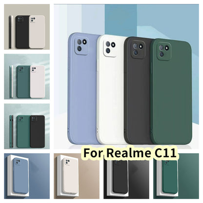 For Realme C11 Cover Drop and wear resistant Silicone Full Case Classic Simple Solid Color Phone Case Cover