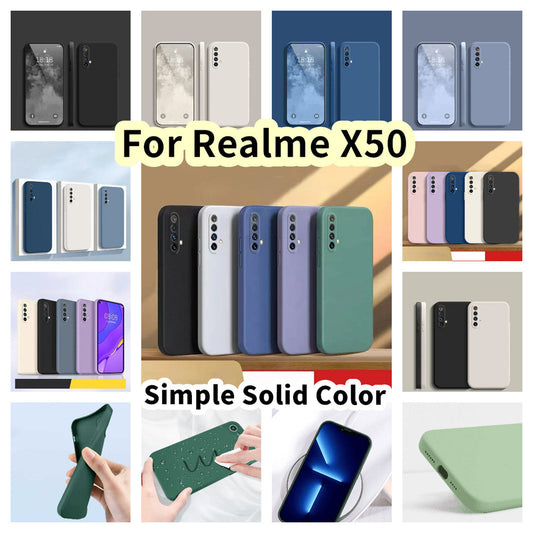 For Realme X50 Cover Drop and wear resistant Silicone Full Case Classic Simple Solid Color Phone Case Cover