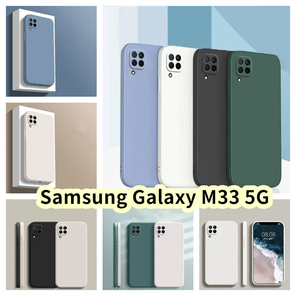 For Samsung Galaxy M33 5G Cover Drop and wear resistant Silicone Full Case Classic Simple Solid Color Phone Case Cover