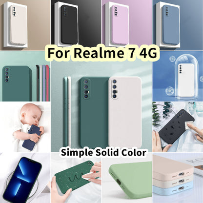 For Realme 7 4G Cover Drop and wear resistant Silicone Full Case Classic Simple Solid Color Phone Case Cover