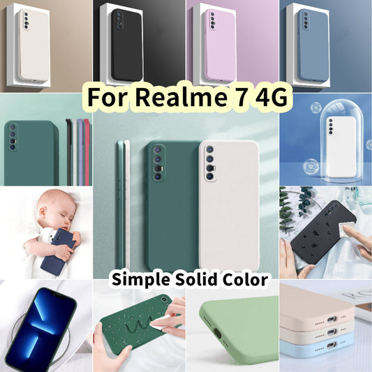 For Realme 7 4G Cover Drop and wear resistant Silicone Full Case Classic Simple Solid Color Phone Case Cover