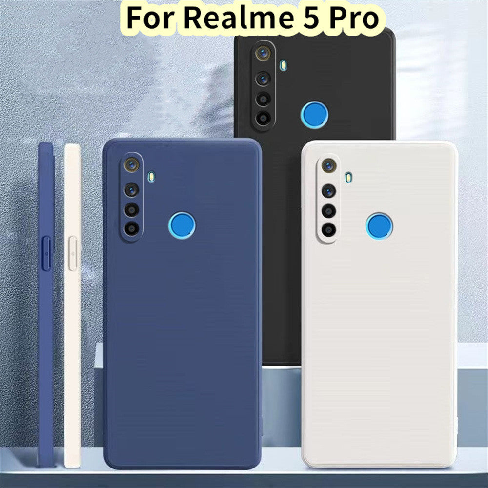 For Realme 5 Pro Cover Drop and wear resistant Silicone Full Case Classic Simple Solid Color Phone Case Cover