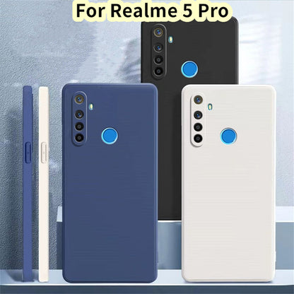 For Realme 5 Pro Cover Drop and wear resistant Silicone Full Case Classic Simple Solid Color Phone Case Cover