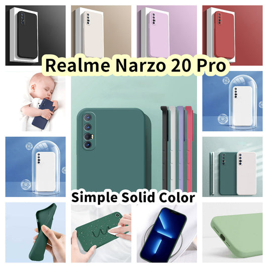 For Realme Narzo 20 Pro Cover Drop and wear resistant Silicone Full Case Classic Simple Solid Color Phone Case Cover