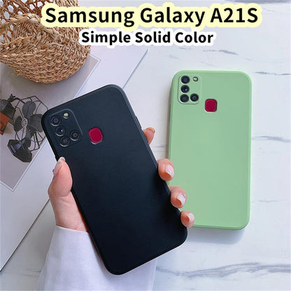 For Samsung Galaxy A21S Cover Drop and wear resistant Silicone Full Case Classic Simple Solid Color Phone Case Cover