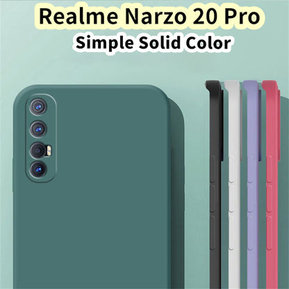 For Realme Narzo 20 Pro Cover Drop and wear resistant Silicone Full Case Classic Simple Solid Color Phone Case Cover