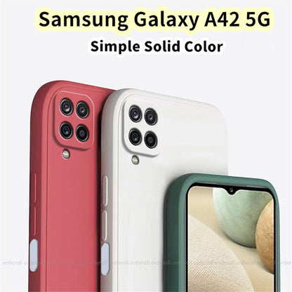 For Samsung Galaxy A42 5G Cover Drop and wear resistant Silicone Full Case Classic Simple Solid Color Phone Case Cover