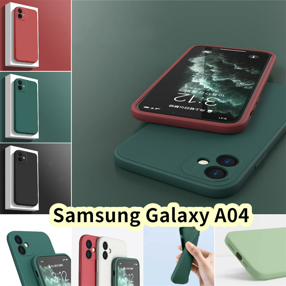 For Samsung Galaxy A04 Cover Drop and wear resistant Silicone Full Case Classic Simple Solid Color Phone Case Cover