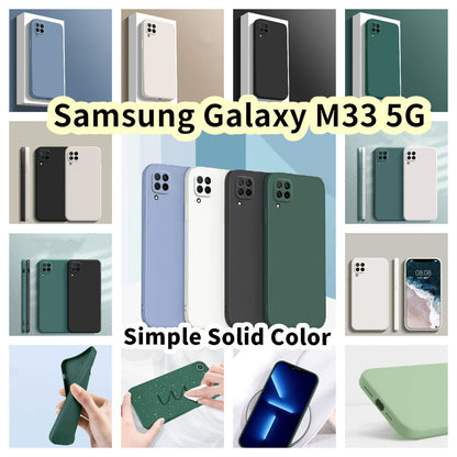 For Samsung Galaxy M33 5G Cover Drop and wear resistant Silicone Full Case Classic Simple Solid Color Phone Case Cover